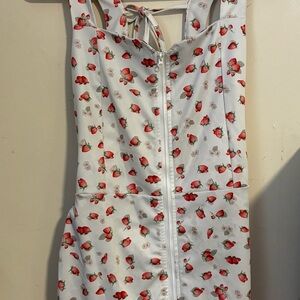 Strawberry Print overalls with Zipper